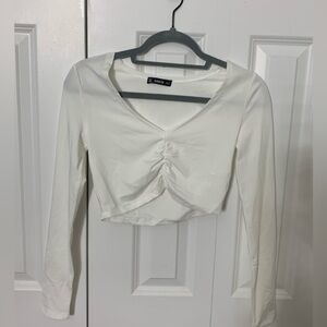 Shein - white cropped long sleeve top XS. NWOT